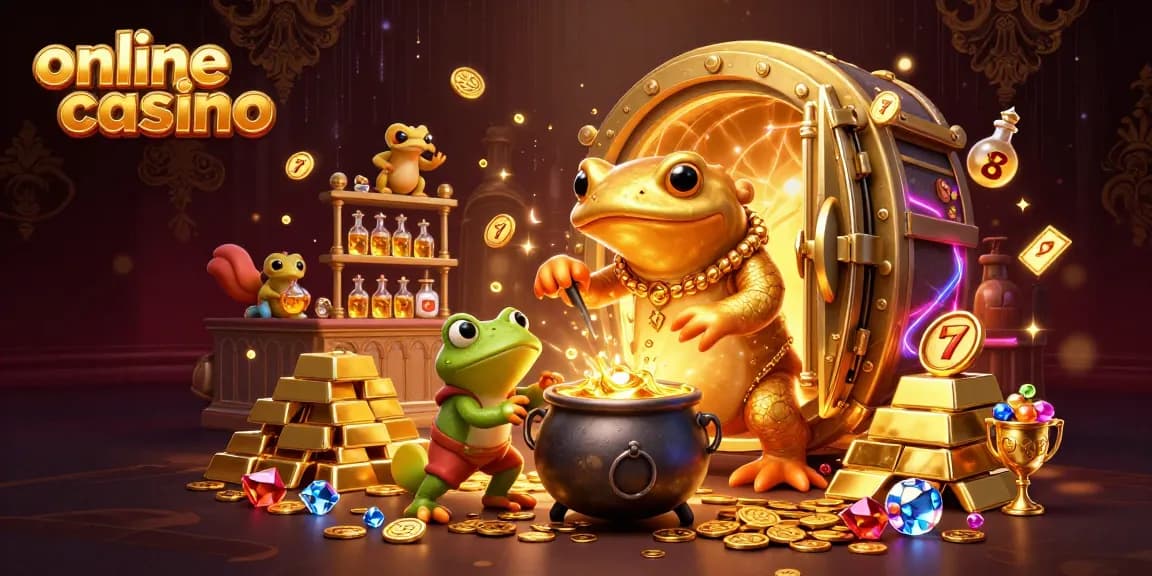 Join the action at an online casino, featuring an alchemist and magical gold elements in a rich 3D scene.