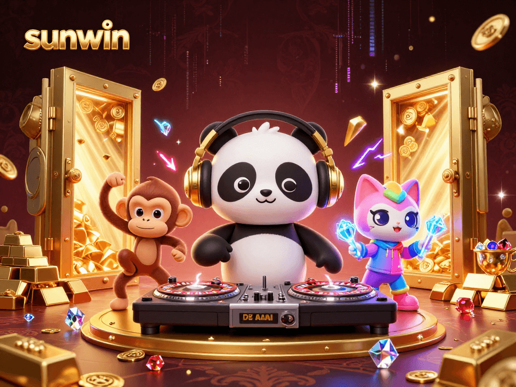 Engage in thrilling gameplay at sunwin with a DJ panda and treasures exploding around!