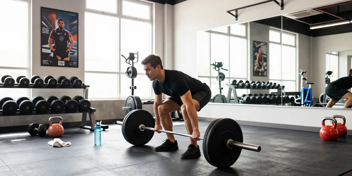 Global Pharma Steroids Nutzer beim Training im Fitnessstudio, motivierte Fitnessatmosphäre.