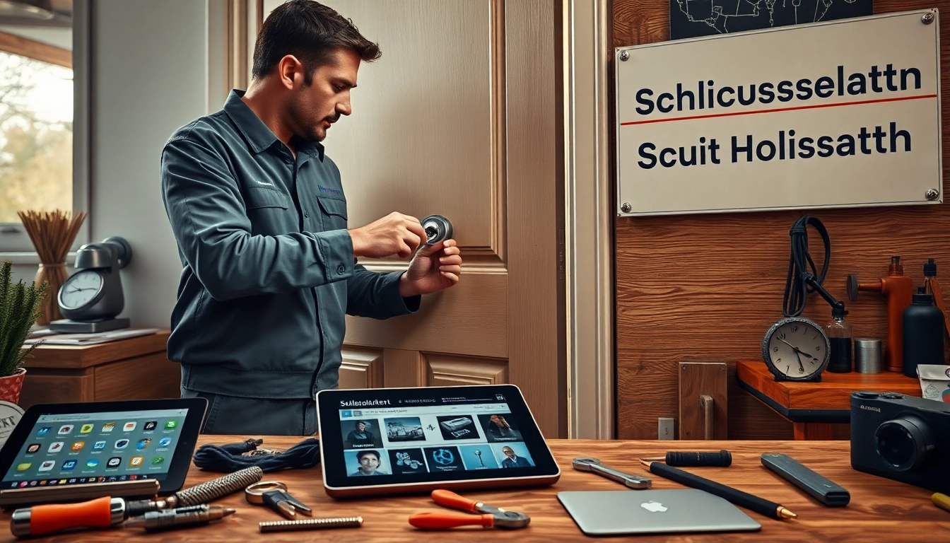 Erfahrener Schlüsseldienstleister erbringt Schlüsselnotdienst Wiesbaden-Dienstleistungen und öffnet eine Tür professionell.