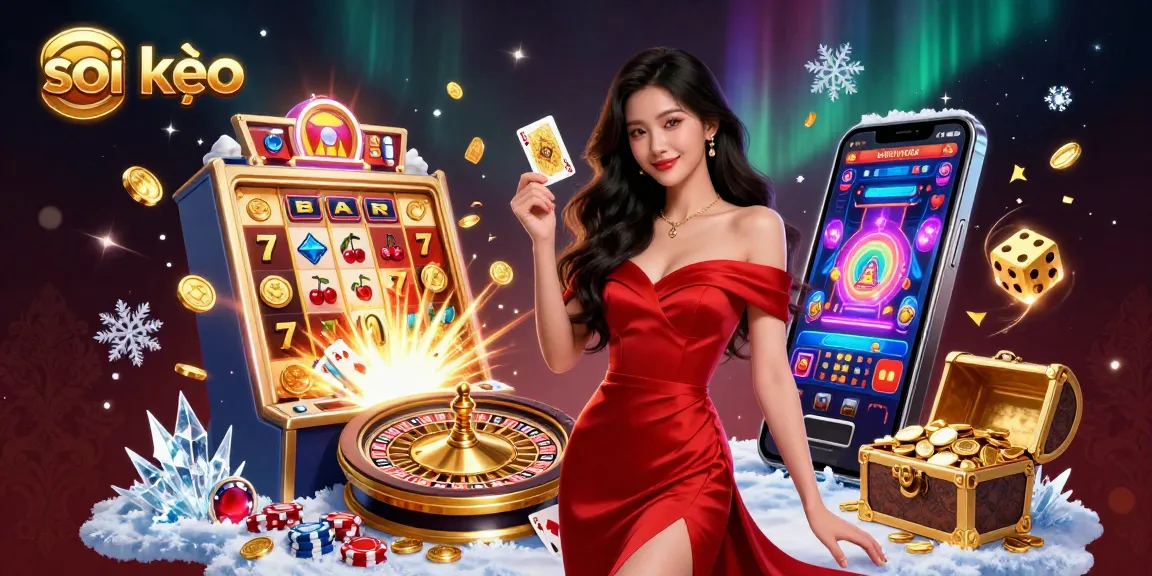 Experience soi kèo action with a glamorous scene of betting excitement, including a roulette wheel and casino elements.