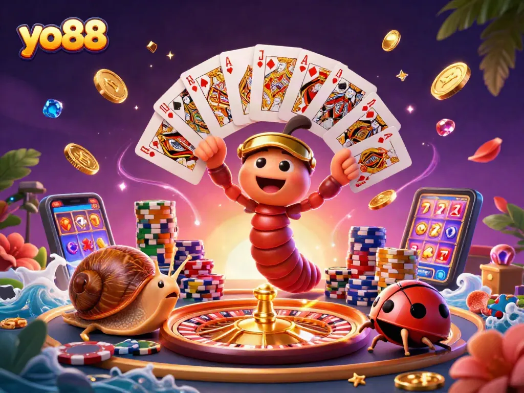Spin the wheels and win big with yo88's immersive casino experience featuring vibrant characters.