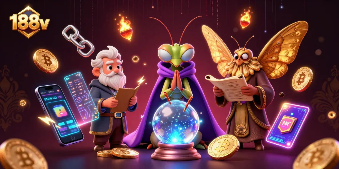 Engage with 188v's vibrant casino atmosphere featuring a fortune teller, librarian, and cryptocurrencies.