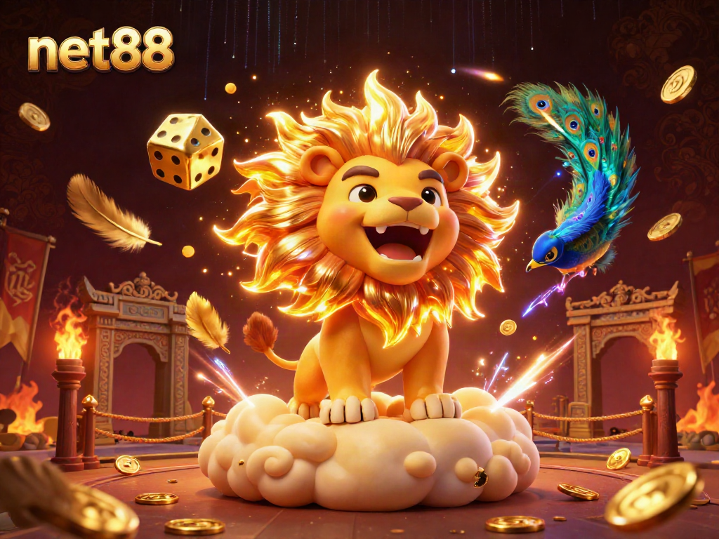 Bet on exciting games at net88 with golden coins, characters, and dynamic casino elements.