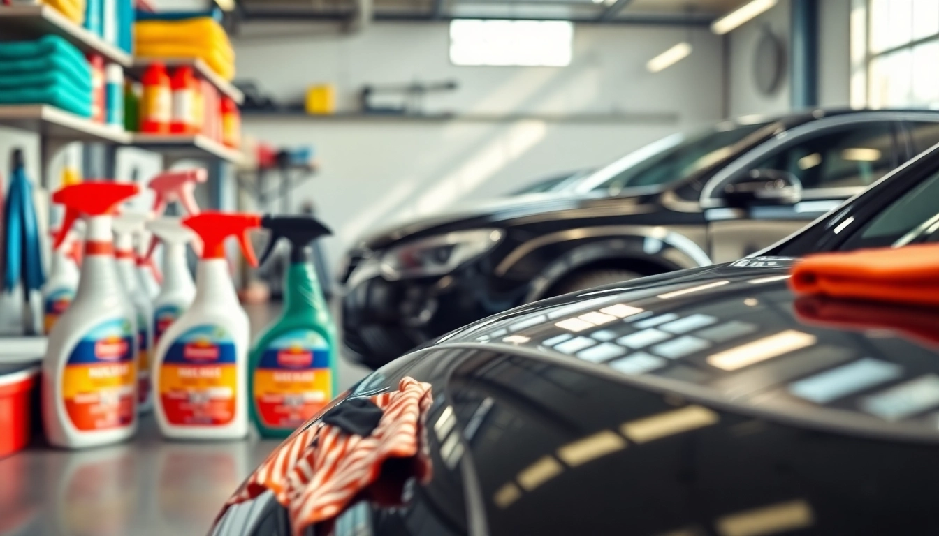 Impression von einem professionellen Autopflege Shop mit glänzenden Produkten und Fahrzeugen.