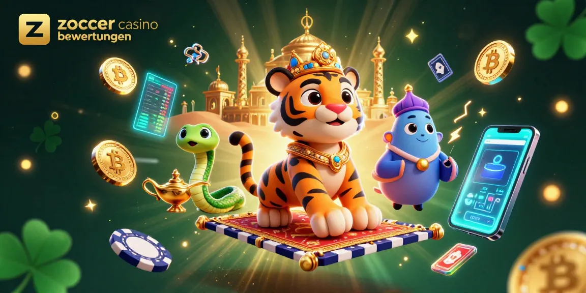 Experience Zoccer Casino Bewertungen with dynamic gameplay elements in a vibrant 3D illustration.