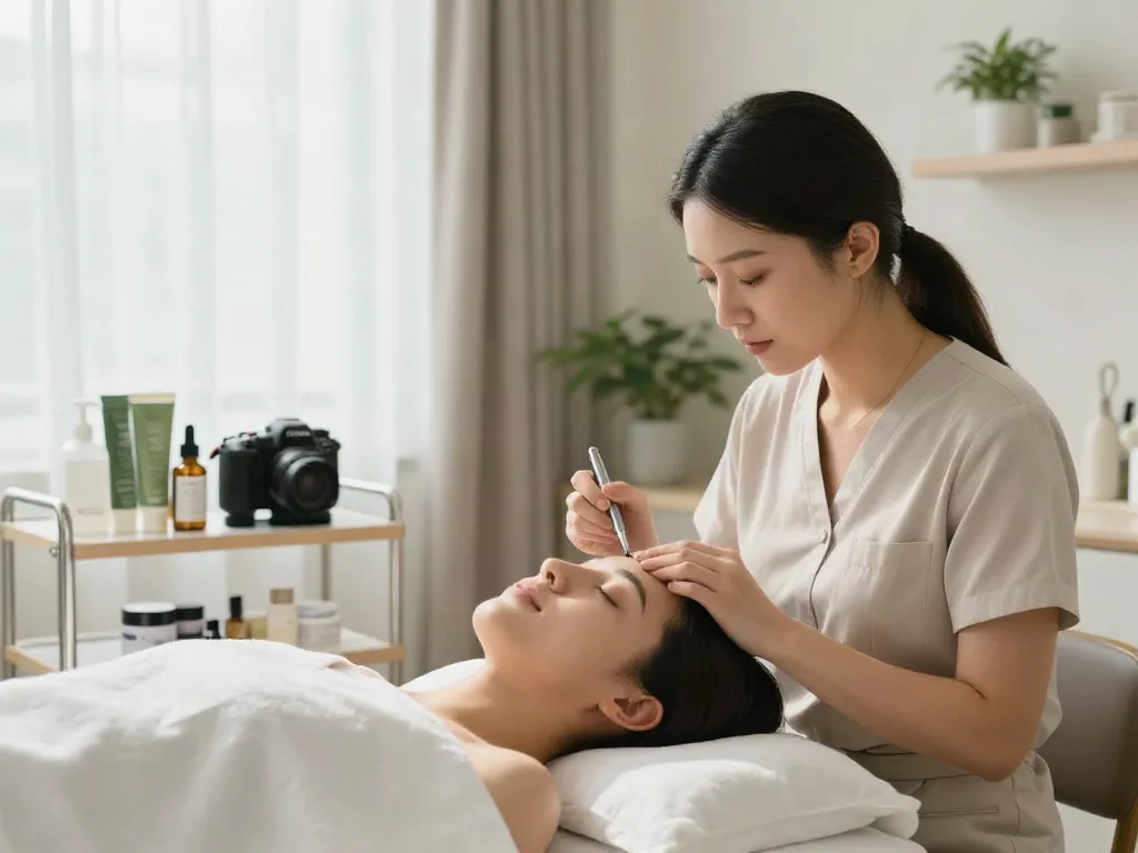 Professionelle CCeye Behandlung zur effektiven Entfernung von Augenringen in modernem Beauty-Studio