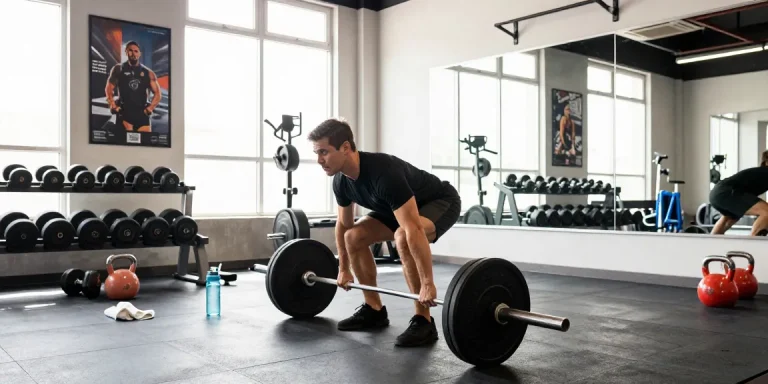 Global Pharma Steroids Nutzer beim Training im Fitnessstudio, motivierte Fitnessatmosphäre.