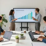 Arbeitskultur bewerten in einem modernen Büro mit professionellem Team und Führungsdiskussionen.